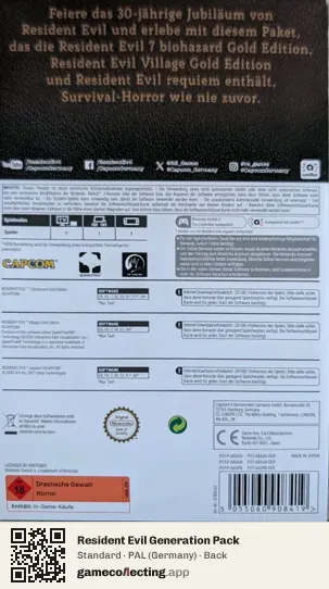 Resident Evil Generation Pack Nintendo Switch 2, Germany box back