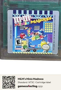 M&M's Minis Madness Game Boy Color, NTSC cartridge label