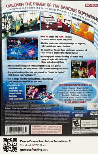Dance Dance Revolution SuperNova 2 PlayStation 2, NTSC box back