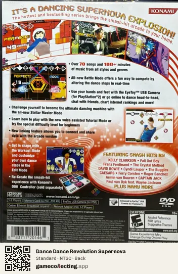 Dance Dance Revolution Supernova PlayStation 2, NTSC box back