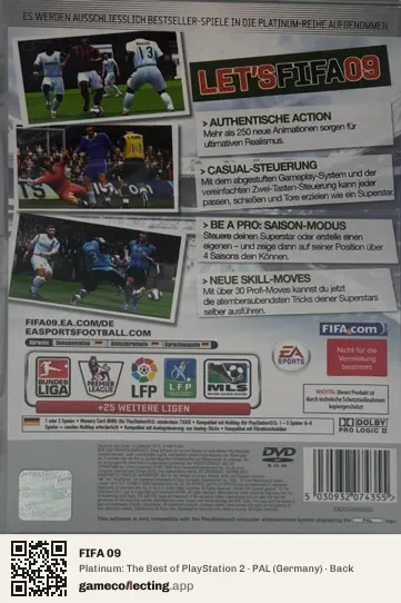 FIFA 09 PlayStation 2, Germany box back