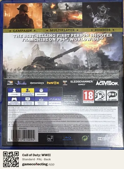 Call of Duty: WWII PlayStation 4, PAL box back