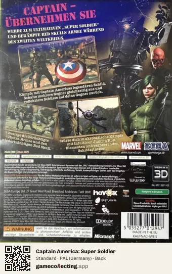 Captain America: Super Soldier Xbox 360, Germany box back