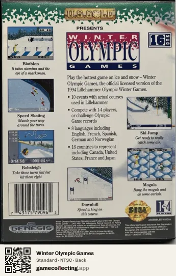 Winter Olympic Games Sega Mega Drive / Genesis, NTSC box back
