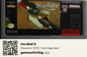 HardBall III Super Nintendo Entertainment System, NTSC cartridge label