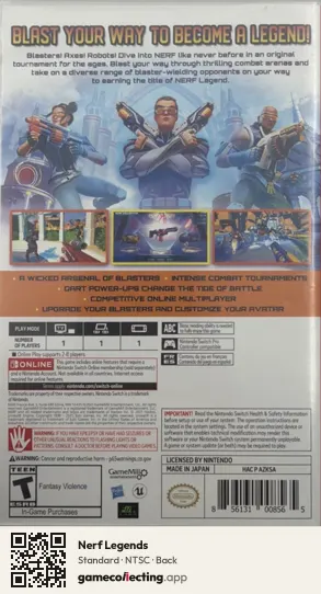 Nerf Legends Nintendo Switch, NTSC box back