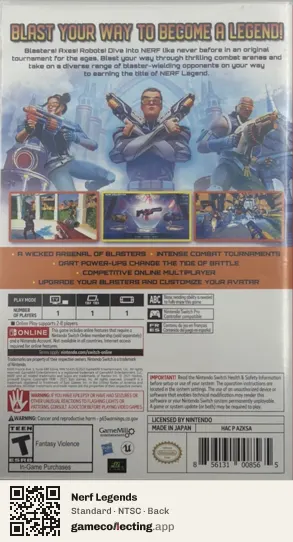 Nerf Legends Nintendo Switch, NTSC box back