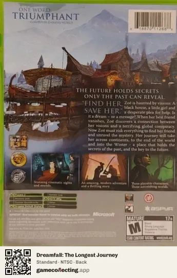 Dreamfall: The Longest Journey Xbox, NTSC box back