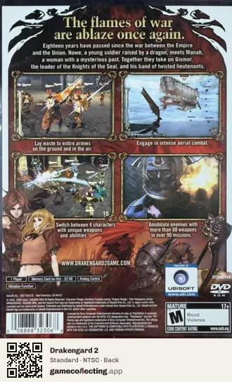 Drakengard 2 PlayStation 2, NTSC box back