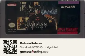 Batman Returns Super Nintendo Entertainment System, NTSC cartridge label