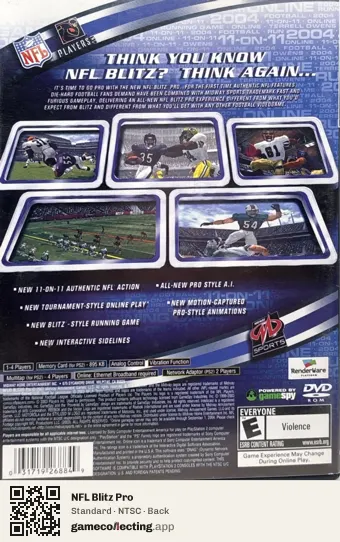 NFL Blitz Pro PlayStation 2, NTSC box back