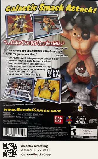 Galactic Wrestling PlayStation 2, NTSC box back