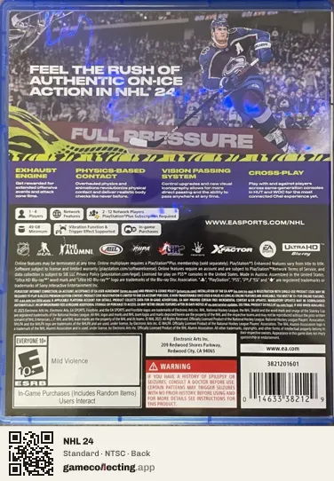 NHL 24 PlayStation 5, NTSC box back