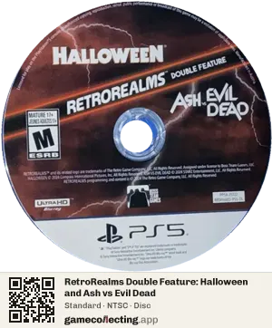 RetroRealms Double Feature: Halloween and Ash vs Evil Dead PlayStation 5, NTSC disc