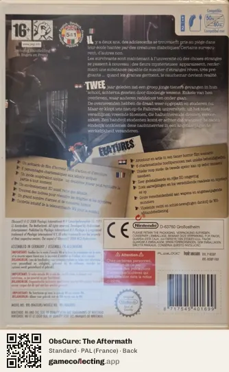 ObsCure: The Aftermath Nintendo Wii, France box back