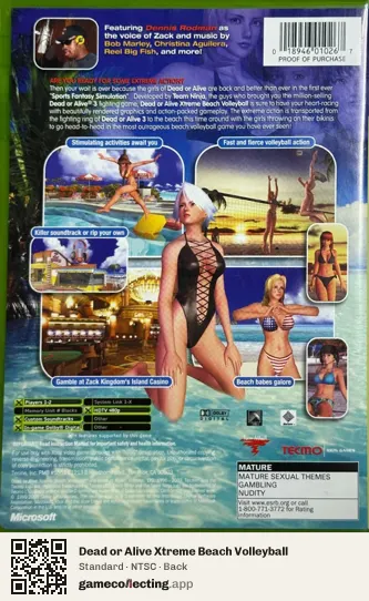 Dead or Alive Xtreme Beach Volleyball Xbox, NTSC box back