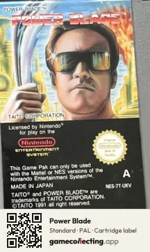 Power Blade Nintendo Entertainment System, PAL cartridge label
