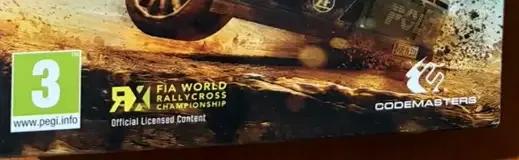 Dirt Rally, the PEGI square on its front