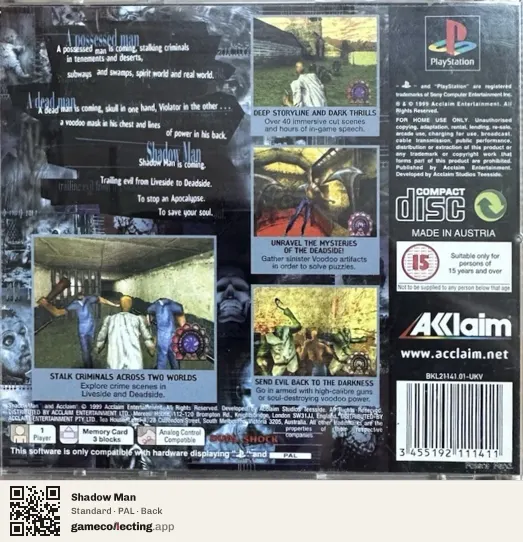 Shadow Man PlayStation, PAL box back