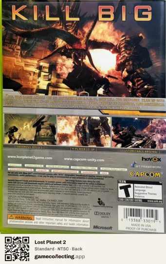 Lost Planet 2 Xbox 360, NTSC box back