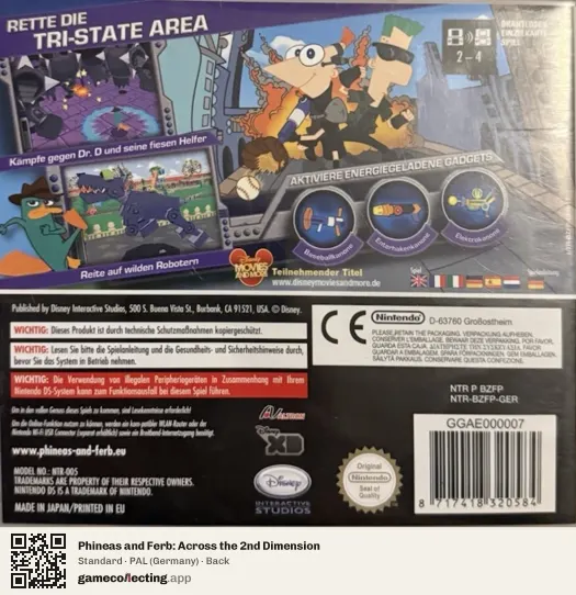 Phineas and Ferb: Across the 2nd Dimension Nintendo DS, Germany box back