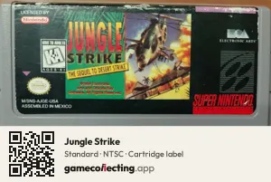 Jungle Strike Super Nintendo Entertainment System, NTSC cartridge label