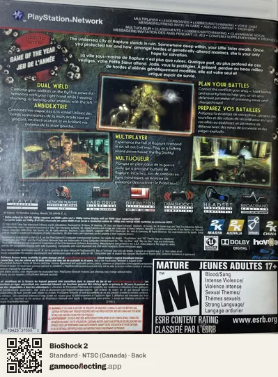 BioShock 2 PlayStation 3, Canada box back