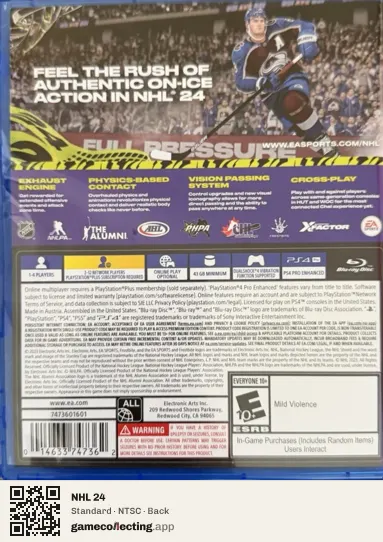 NHL 24 PlayStation 4, NTSC box back