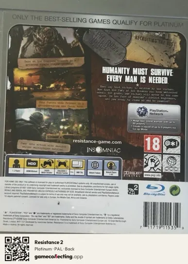 Resistance 2 PlayStation 3, PAL box back