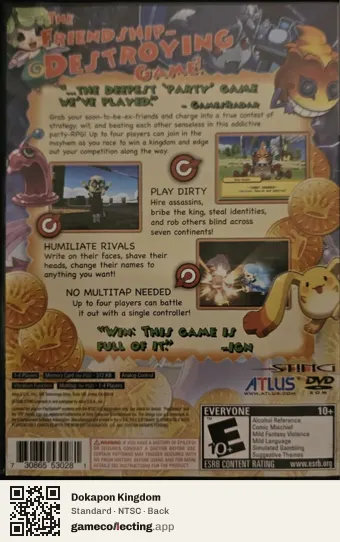 Dokapon Kingdom PlayStation 2, NTSC box back