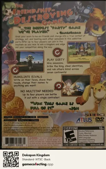 Dokapon Kingdom PlayStation 2, NTSC box back