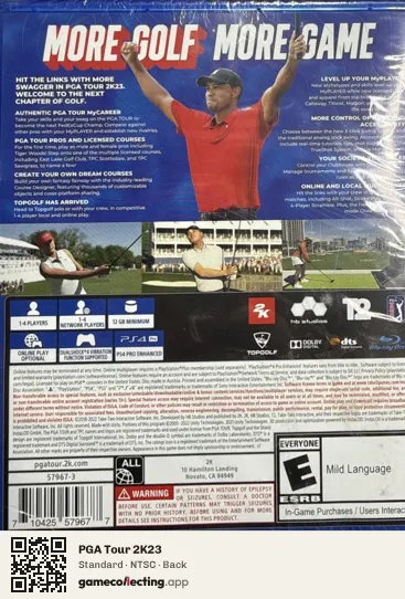 PGA Tour 2K23 PlayStation 4, NTSC box back