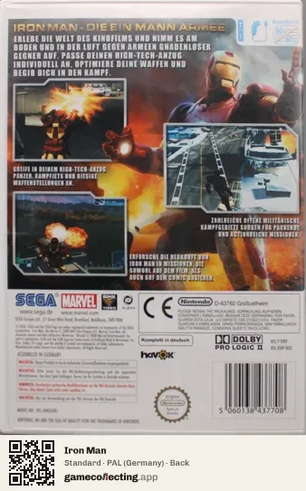 Iron Man Nintendo Wii, Germany box back