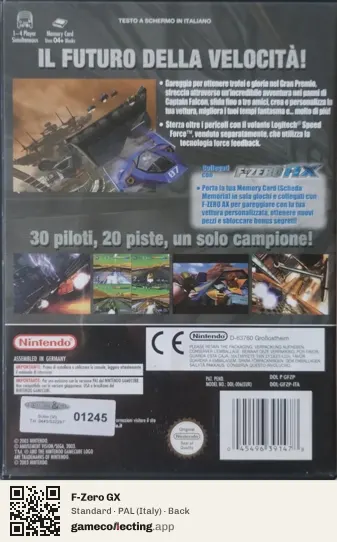 F-Zero GX Nintendo GameCube, Italy box back