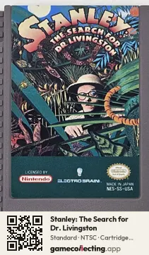 Stanley: The Search for Dr. Livingston Nintendo Entertainment System, NTSC cartridge label