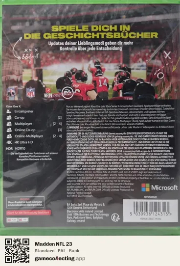 Madden NFL 23 Xbox One, PAL box back