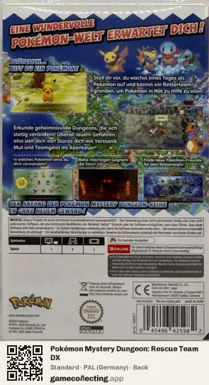 Pokémon Mystery Dungeon: Rescue Team DX Nintendo Switch, Germany box back