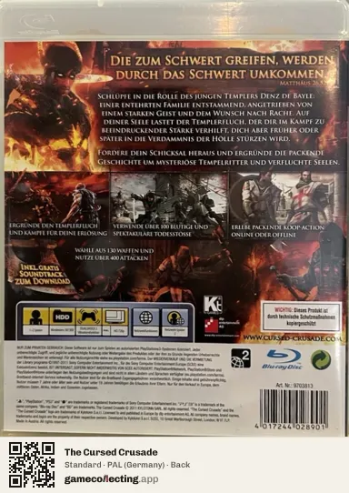 The Cursed Crusade PlayStation 3, Germany box back