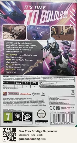 Star Trek Prodigy: Supernova Nintendo Switch, PAL box back
