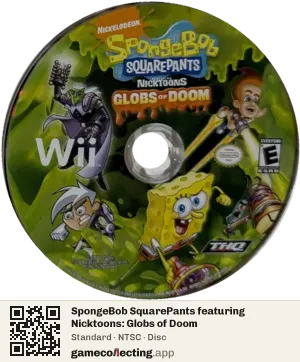 SpongeBob SquarePants featuring Nicktoons: Globs of Doom Nintendo Wii, NTSC disc