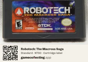 Robotech: The Macross Saga Game Boy Advance, NTSC cartridge label