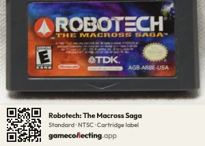 Robotech: The Macross Saga Game Boy Advance, NTSC cartridge label