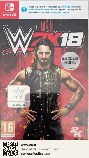 WWE 2K18 Nintendo Switch, Germany box front