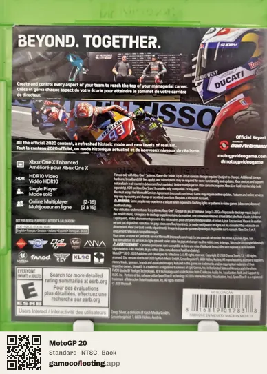 MotoGP 20 Xbox One, NTSC box back