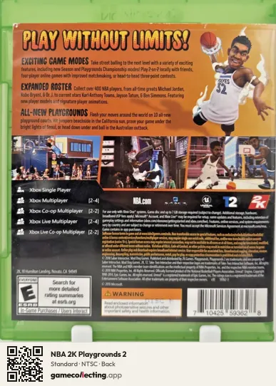 NBA 2K Playgrounds 2 Xbox One, NTSC box back
