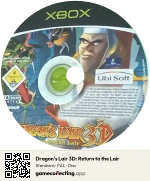 Dragon's Lair 3D: Return to the Lair Xbox, PAL disc