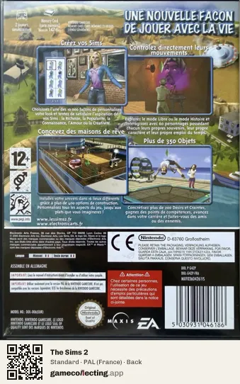 The Sims 2 Nintendo GameCube, France box back