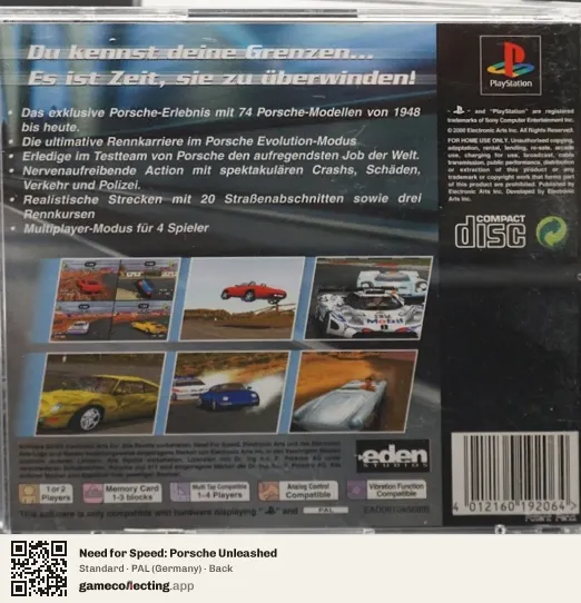 Need for Speed: Porsche Unleashed PlayStation, Germany box back