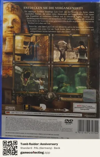 Tomb Raider: Anniversary PlayStation 2, Germany box back
