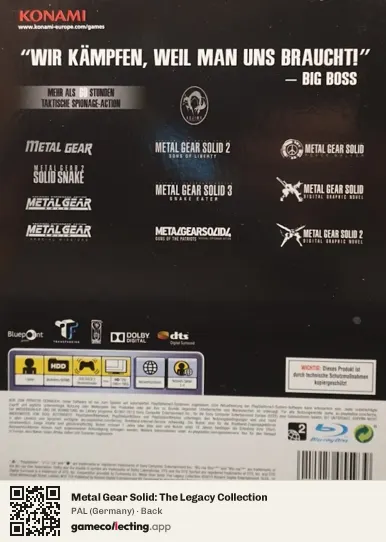 Metal Gear Solid: The Legacy Collection PlayStation 3, Germany box back